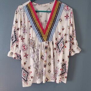 Cato Womens Xl Top Colorful Casual or Dressy Pink Blues Greens